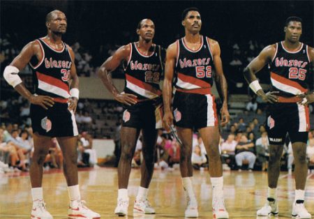 (from left to right) Porter played in 2 All-Star Games. Drexler is an NBA legend. Buck was All-Defense 4 times. Kersey played with force and was elite support. 